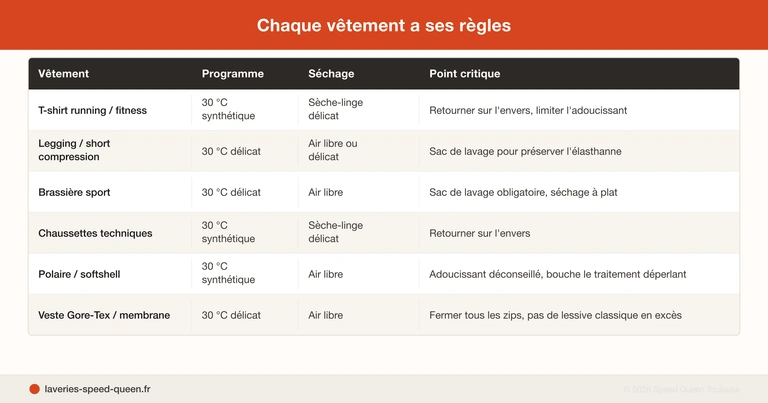 Laver vêtements de sport en laverie automatique - éliminer odeurs transpiration fibres synthétiques
